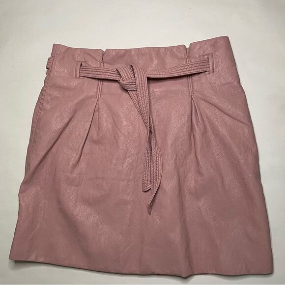 Free people belted leather mini skirt light pink 6 - Picture 8 of 10